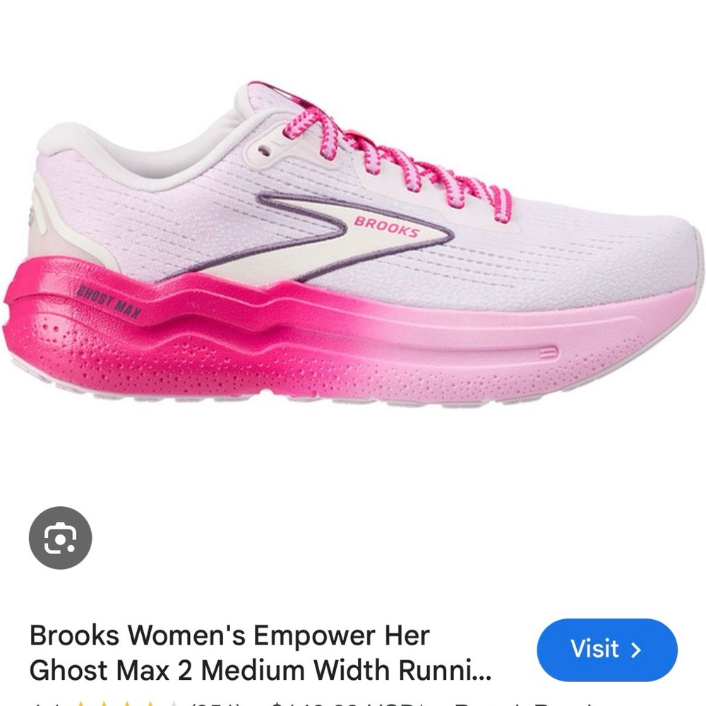 Brooks Empower Her Ghost Max 2 Running Shoe Sport Fuchsia/Orchid/White Sz 10